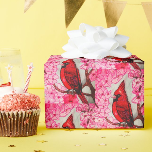 DER ROTKARDINAL  GESCHENKPAPIER (Geburtstagsparty)