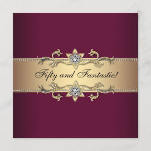 Der Rotwein-Gold50. Geburtstags-Party der Frau Einladung