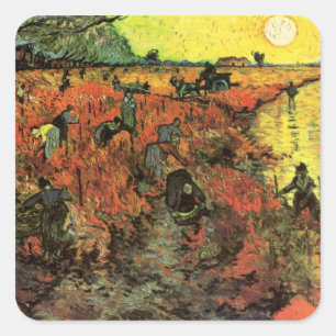 Der Rotweinberg von Vincent van Gogh Quadratischer Aufkleber