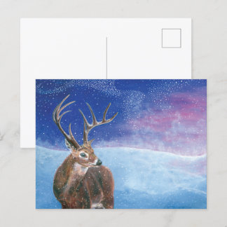 Der Rotwild (Cervus elaphus) im Winter Feiertagspostkarte