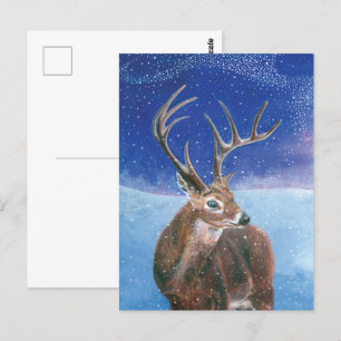 Der Rotwild (Cervus elaphus) im Winter Postkarte