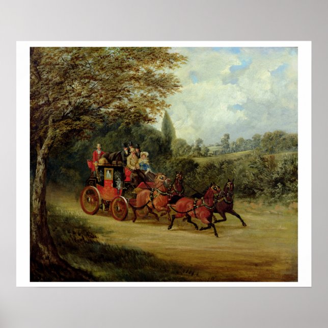 Der Royal Mail Coach mit Passagieren (Öl auf Canva Poster (Vorne)