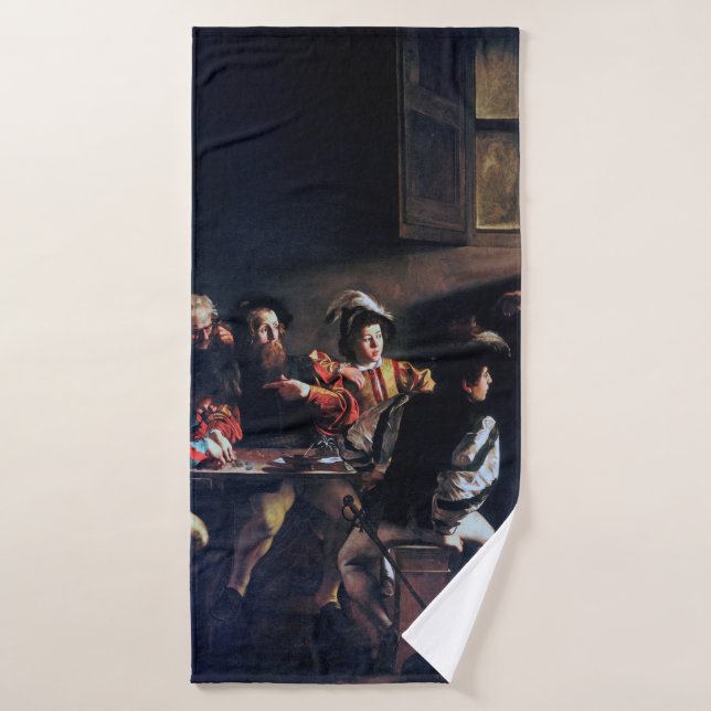 Der Ruf des heiligen Matthew, Caravaggio Badehandtuch (Badehandtuch)