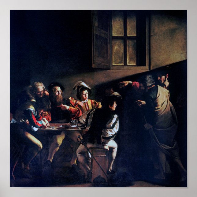 Der Ruf des heiligen Matthew, Caravaggio Poster (Vorne)