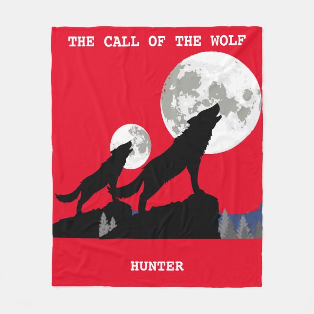 "DER RUF DES WOLFES" PERSONALISIERTER BLANKET FLEECEDECKE (Vorderseite)