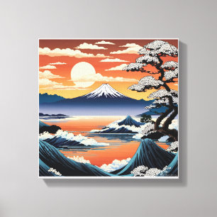 Der ruhige Fuji bei Sonnenuntergang Leinwanddruck