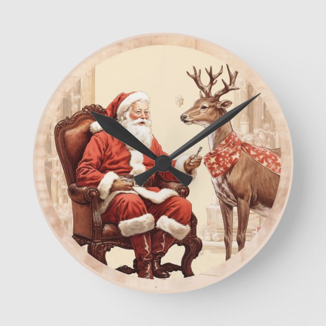 Der ruhige Moment des Weihnachtsmannes Runde Wanduhr (Vorderseite)
