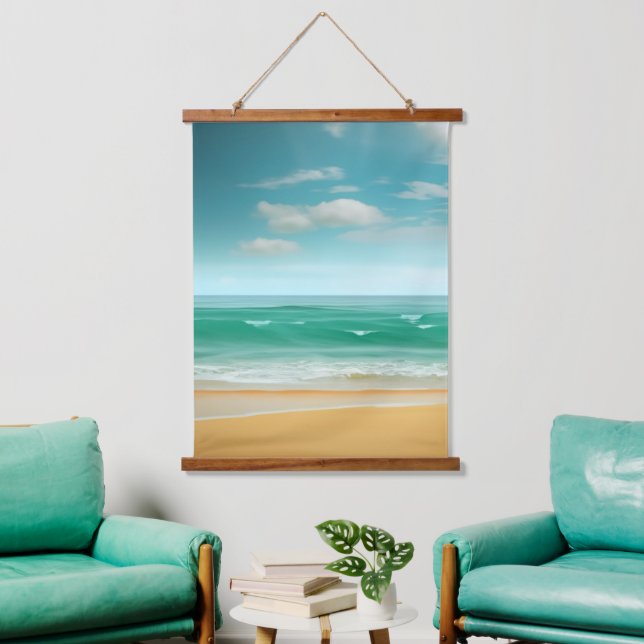 Der ruhige Strand Wandteppich Mit Holzrahmen (Wohnzimmer)