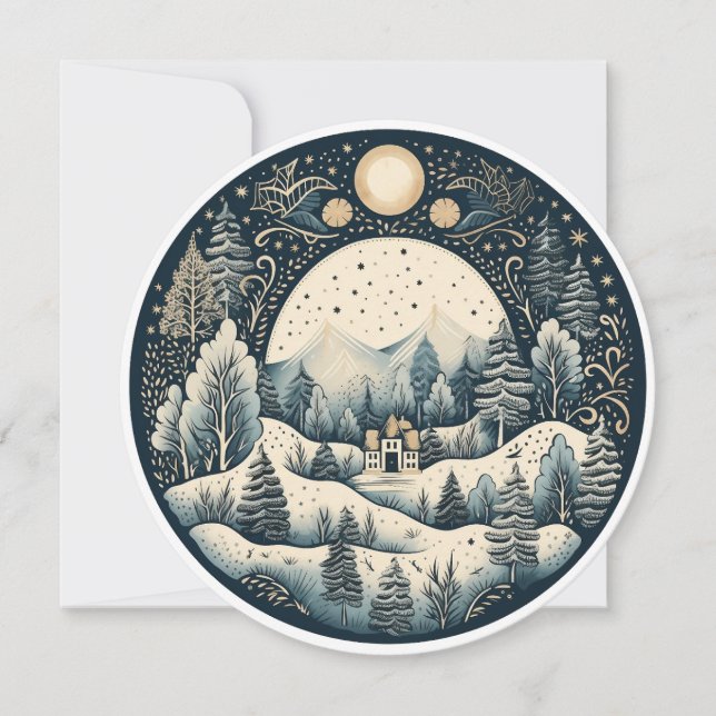 Der ruhige Winterzauber Feiertagskarte (Vorderseite)