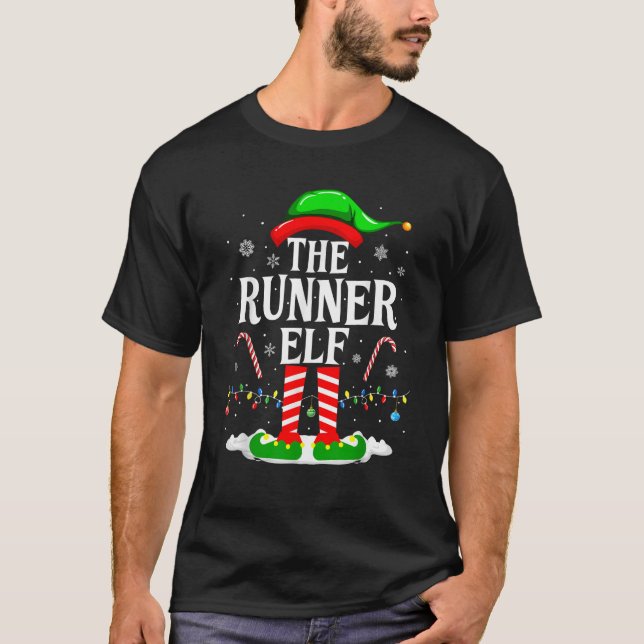 Der Runner Elf Xmas Funny Runnin Weihnachten T-Shirt (Vorderseite)