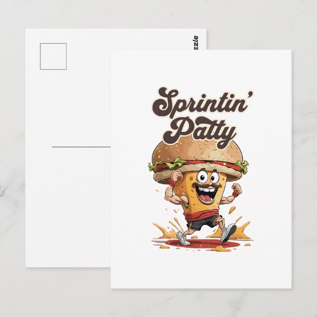 Der Running Cheeseburger Postkarte (Vorne/Hinten)