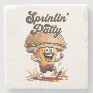 Der Running Cheeseburger Steinuntersetzer
