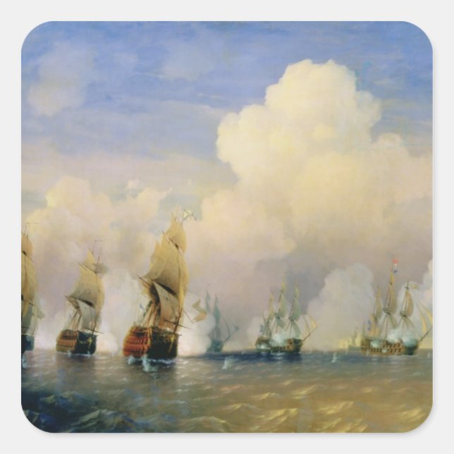 Der russisch-schwedische Seekrieg in der Nähe von  Quadratischer Aufkleber (Vorderseite)