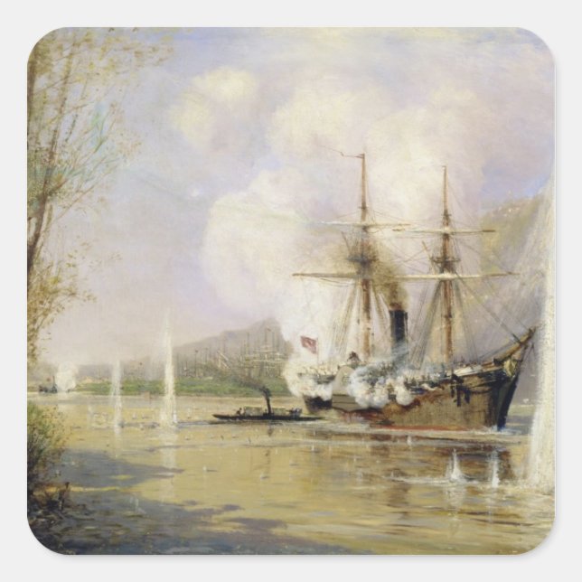 Der russische Zerstörer 'Shutka' Quadratischer Aufkleber (Vorderseite)