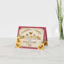 Der rustikale Land-Sonnenblume-Gingham-Karo danken Dankeskarte