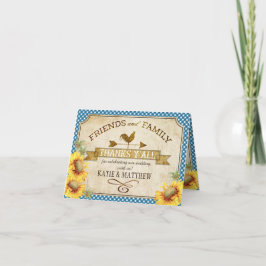 Der rustikale Land-Sonnenblume-Gingham-Karo danken Dankeskarte