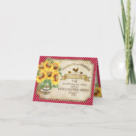 Der rustikale Land-Sonnenblume-Gingham-Karo danken Dankeskarte