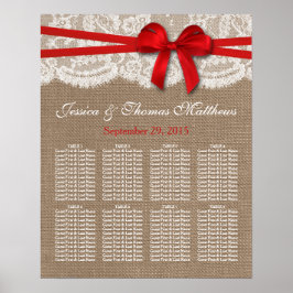 Der rustikale Red Bow Wedding Plan Poster