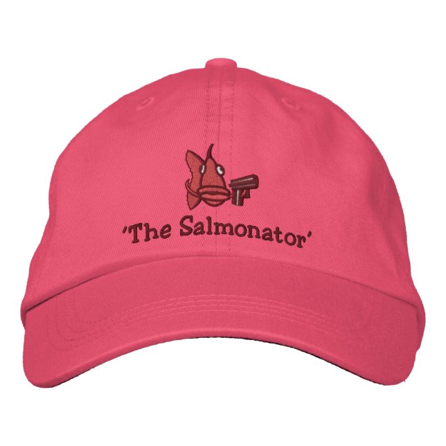 'Der Salmonator' - bestickter Hut (Vorderseite)