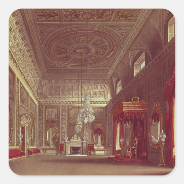 Der Salon, der Buckingham Palace Quadratischer Aufkleber (Vorderseite)