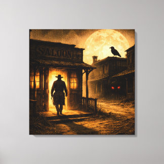 Der Saloon-Schatten: Gothic Frontier-Eingang Leinwanddruck