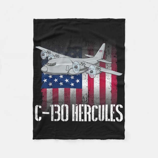 Der Salty Veteran C-130 Hercules American Flag Mil Fleecedecke (Vorderseite)