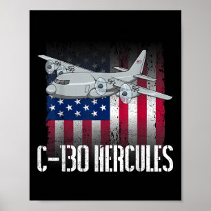 Der Salty Veteran C-130 Hercules American Flag Mil Poster