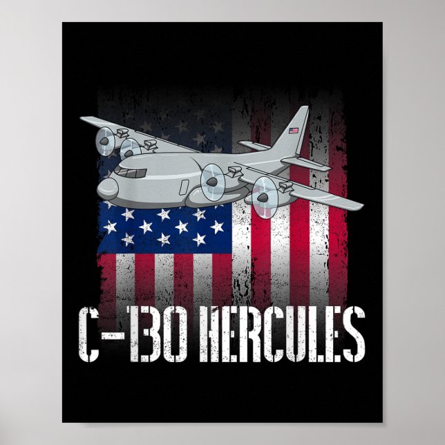 Der Salty Veteran C-130 Hercules American Flag Mil Poster (Vorne)