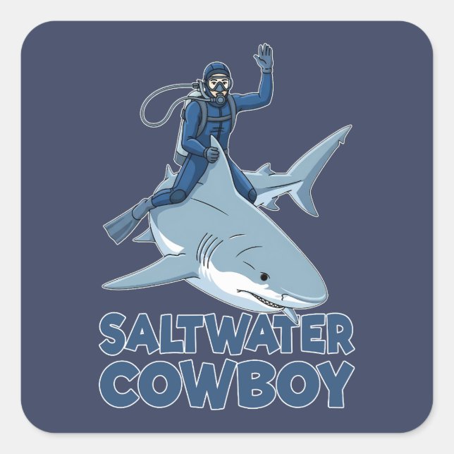 Der Salzwassercowboy Quadratischer Aufkleber (Vorderseite)