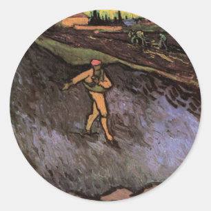 Der Sämann: Vororte von Arles von Vincent van Gogh Runder Aufkleber