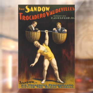 Der Sandow Eugen Sandow Vaudeville-Gewichtheber Fensteraufkleber
