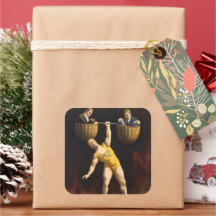 Der Sandow Eugen Sandow Vaudeville-Gewichtheber Quadratischer Aufkleber