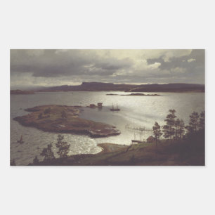 Der Sandvik Fiord von Hans Gude Rechteckiger Aufkleber