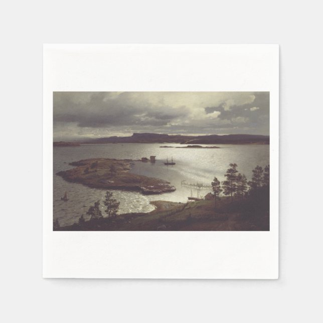 Der Sandvik Fiord von Hans Gude Serviette (Vorderseite)