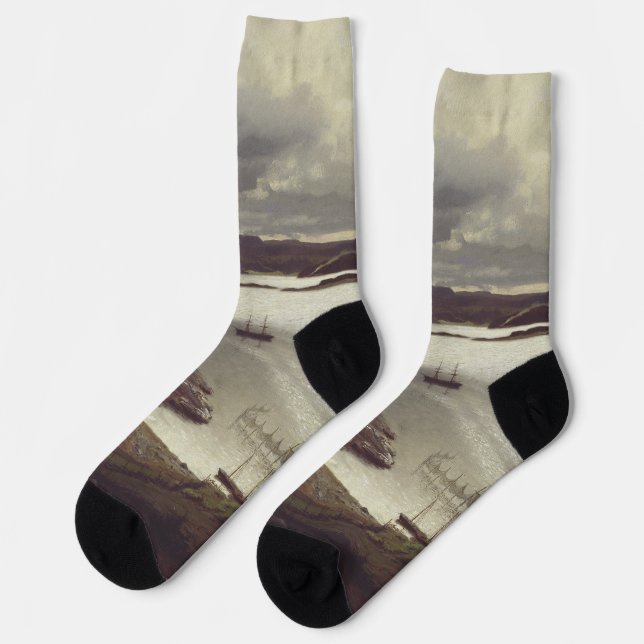 Der Sandvik Fiord von Hans Gude Socken (Linkes Detail)