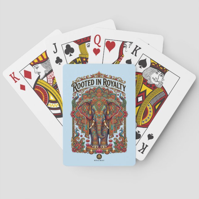 Der sanfte Riese: Künstlerisches Elefantendesign Spielkarten (Rückseite)