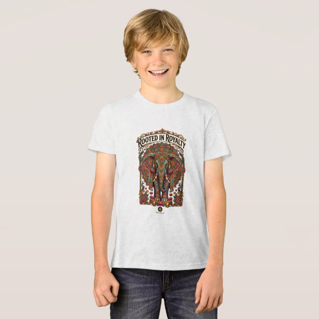 Der sanfte Riese: Künstlerisches Elefantendesign Tri-Blend Shirt (Vorderseite voll)