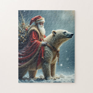 Der Santa des Nordpoles auf einem Eisbär Puzzle