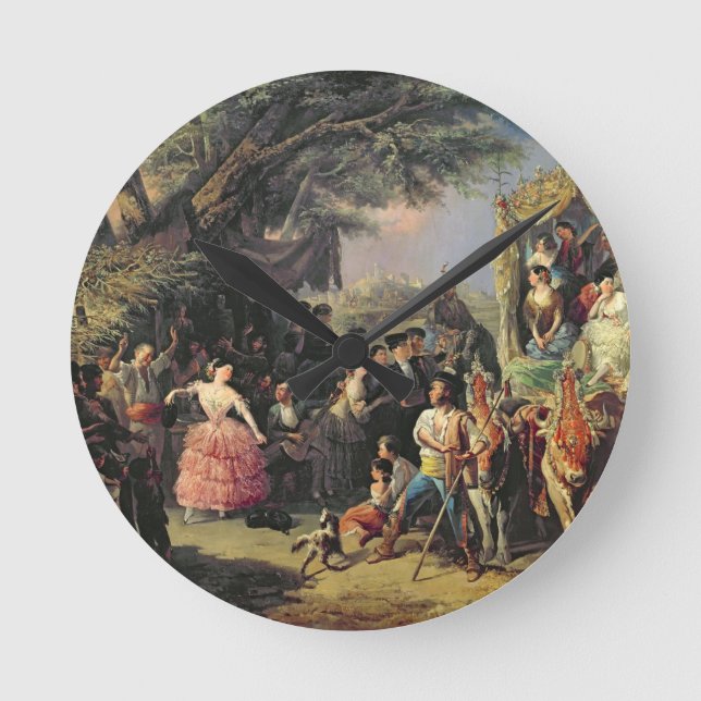 Der Santiponce angemessen (Öl auf Leinwand) Runde Wanduhr (Vorderseite)