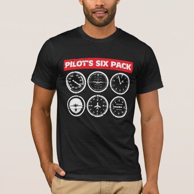 Der Satz-Flug-Instrument-Luftfahrt des Pilot sechs T-Shirt (Vorderseite)