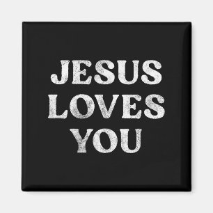Der Satz Jesus liebt dich auf einem Magnet