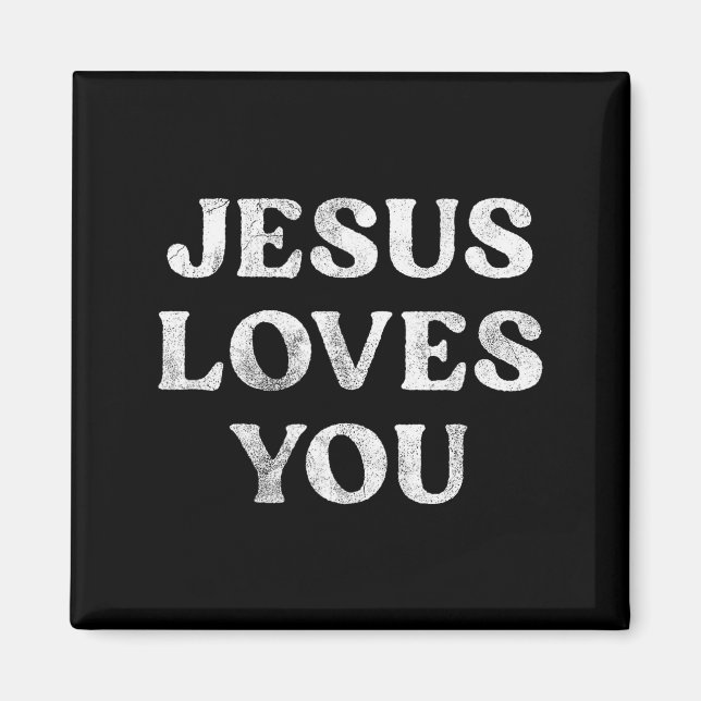 Der Satz Jesus liebt dich auf einem  Magnet (Vorne)