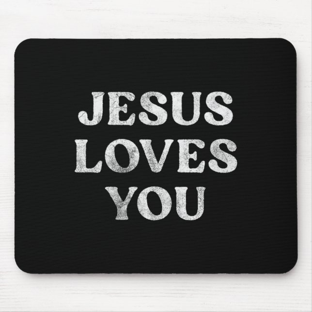 Der Satz Jesus liebt dich auf einem Premium-Tri-Bl Mousepad (Vorne)
