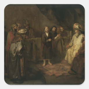 Der Säugling Christus im Tempel Quadratischer Aufkleber