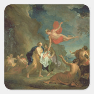 Der SäuglingBacchus geliefert durch Mercury an da Quadratischer Aufkleber