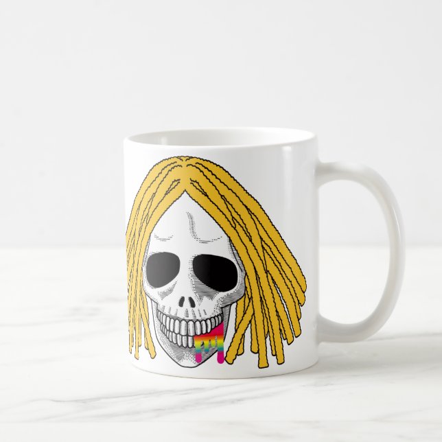 Der Schädel Dreadlocks blonde Regenbogen B Kaffeetasse (Rechts)