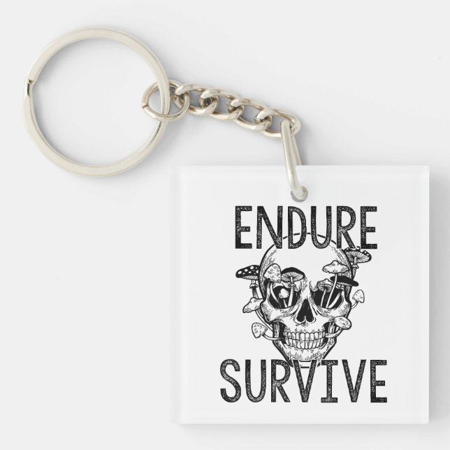 Der Schädel mit den Pilzen erlangen und überleben Schlüsselanhänger (Vorderseite)