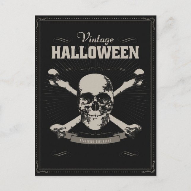 Der Schädel mit Krebsen auf schwarzem Hintergrund Postkarte (Vorderseite)