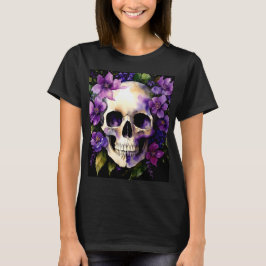 Der Schädel mit violetten Blumen bestechen durch s T-Shirt