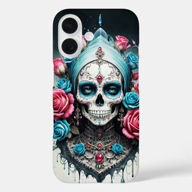 Der Schädel von Santa Muerte in den Blume von Ceru Case-Mate iPhone Hülle (Rückseite)